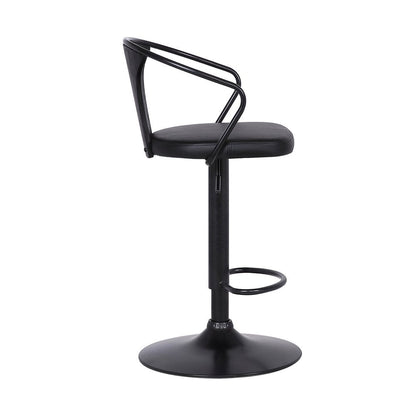 Black Fabric And Iron Low Back Adjustable Height Swivel Bar Chair HomeRoots