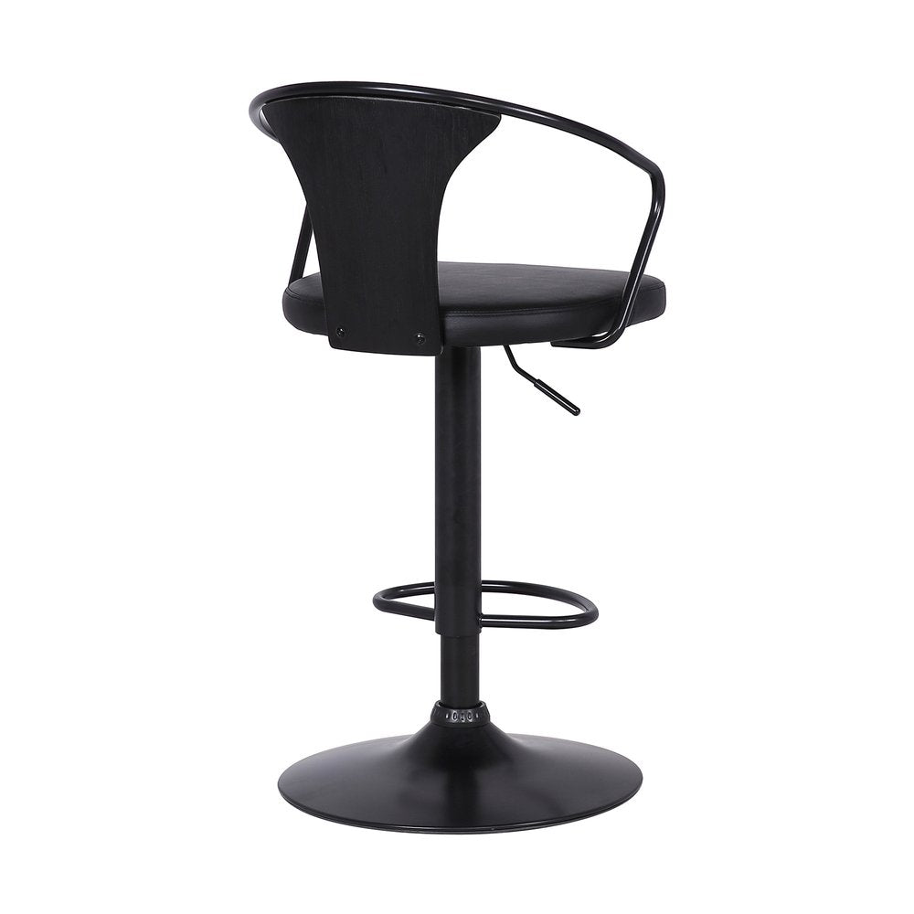 Black Fabric And Iron Low Back Adjustable Height Swivel Bar Chair HomeRoots