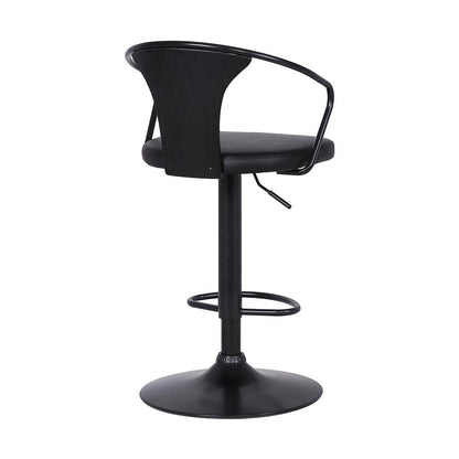Black Fabric And Iron Low Back Adjustable Height Swivel Bar Chair HomeRoots
