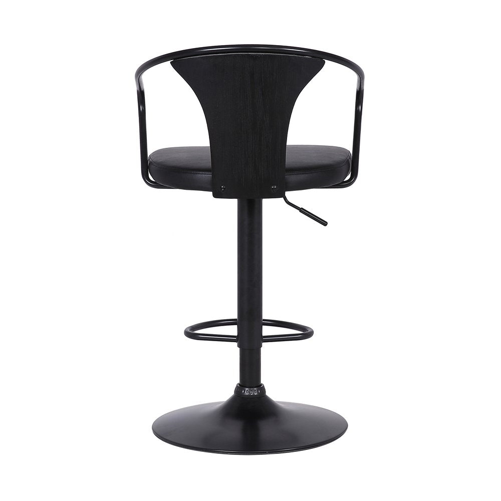 Black Fabric And Iron Low Back Adjustable Height Swivel Bar Chair HomeRoots