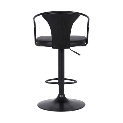 Black Fabric And Iron Low Back Adjustable Height Swivel Bar Chair HomeRoots