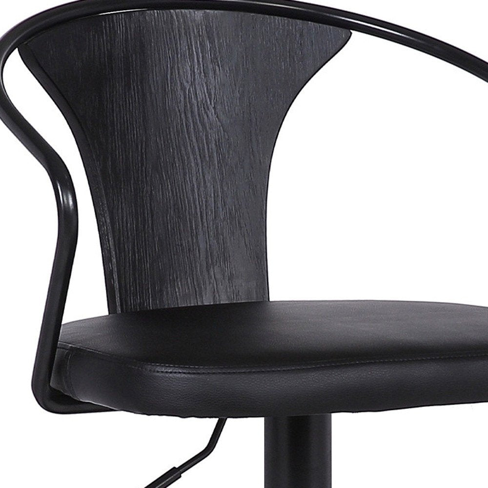 Black Fabric And Iron Low Back Adjustable Height Swivel Bar Chair HomeRoots
