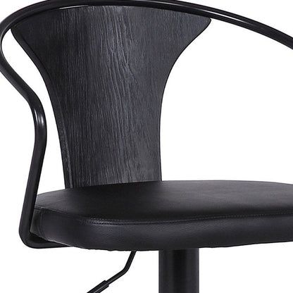 Black Fabric And Iron Low Back Adjustable Height Swivel Bar Chair HomeRoots