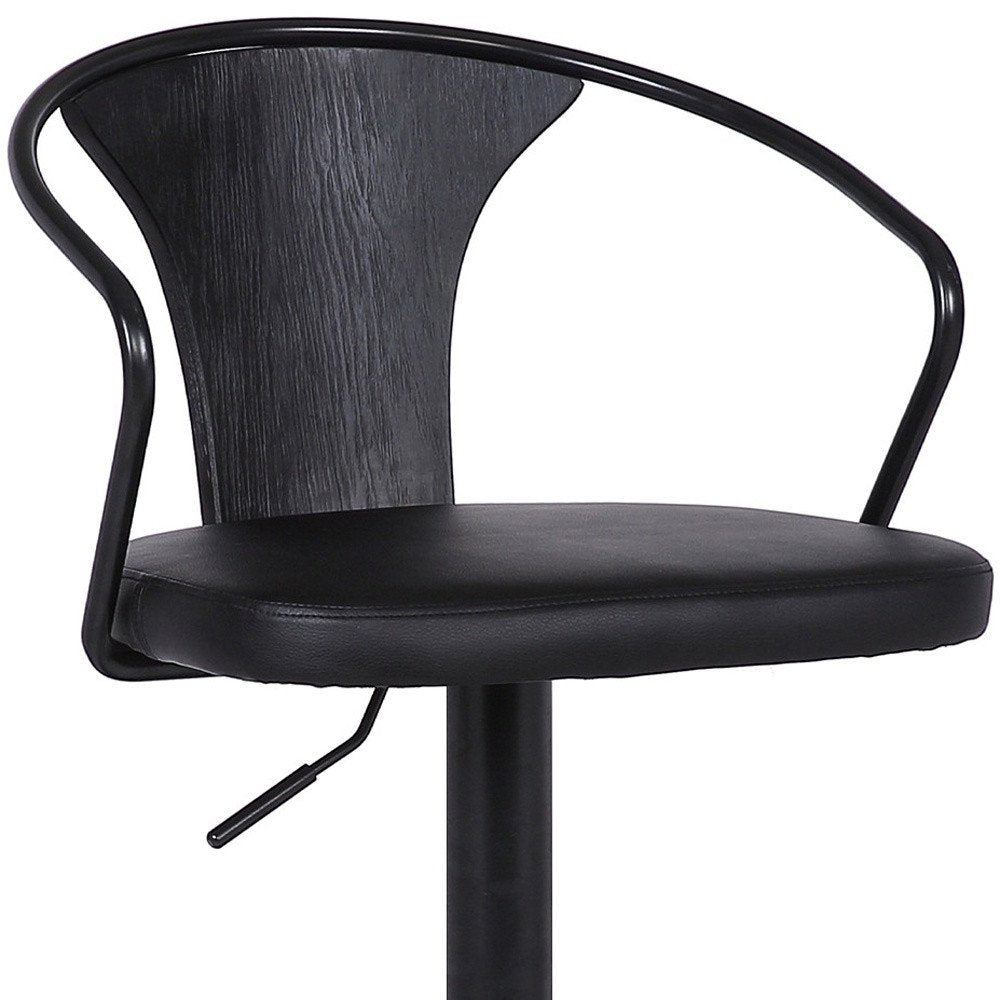 Black Fabric And Iron Low Back Adjustable Height Swivel Bar Chair HomeRoots