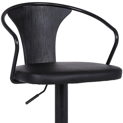 Black Fabric And Iron Low Back Adjustable Height Swivel Bar Chair HomeRoots