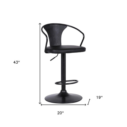 Black Fabric And Iron Low Back Adjustable Height Swivel Bar Chair HomeRoots