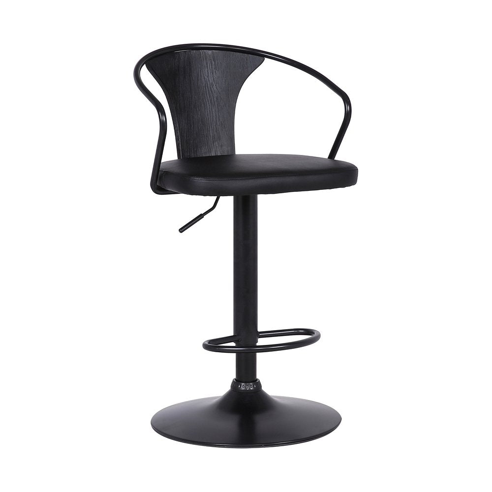 Black Fabric And Iron Low Back Adjustable Height Swivel Bar Chair HomeRoots