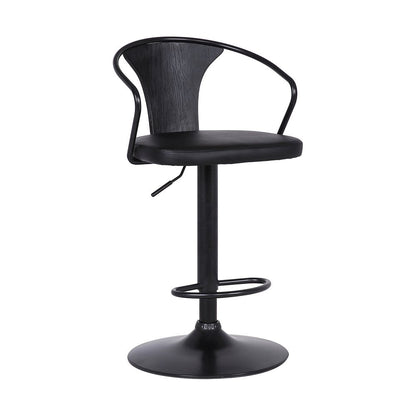 Black Fabric And Iron Low Back Adjustable Height Swivel Bar Chair HomeRoots