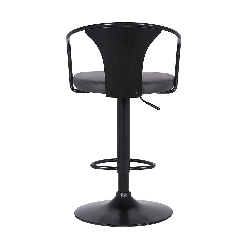 Gray And Black Fabric And Iron Low Back Adjustable Height Swivel Bar Chair HomeRoots