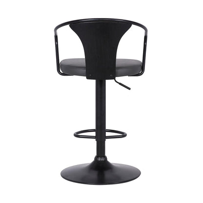 Gray And Black Fabric And Iron Low Back Adjustable Height Swivel Bar Chair HomeRoots