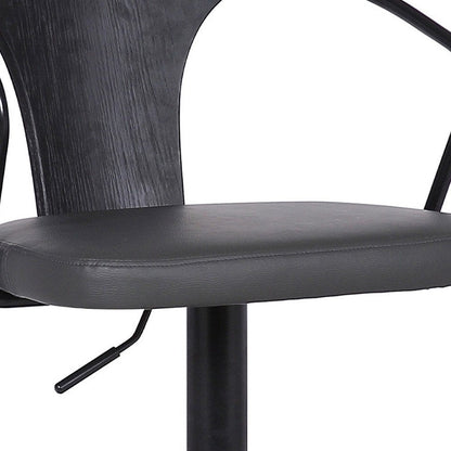 Gray And Black Fabric And Iron Low Back Adjustable Height Swivel Bar Chair HomeRoots