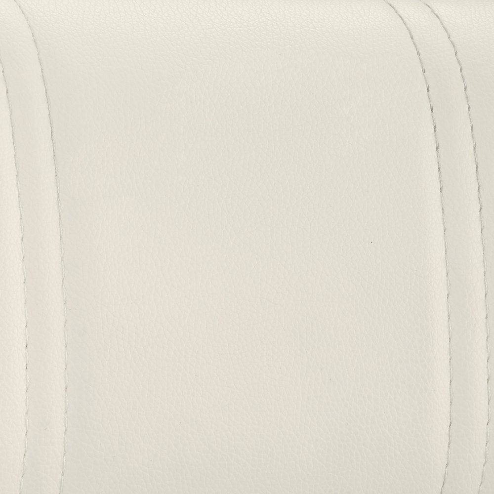 White And Silver Faux Leather And Faux Leather And Iron Low Back Adjustable Height Swivel Bar Chair HomeRoots