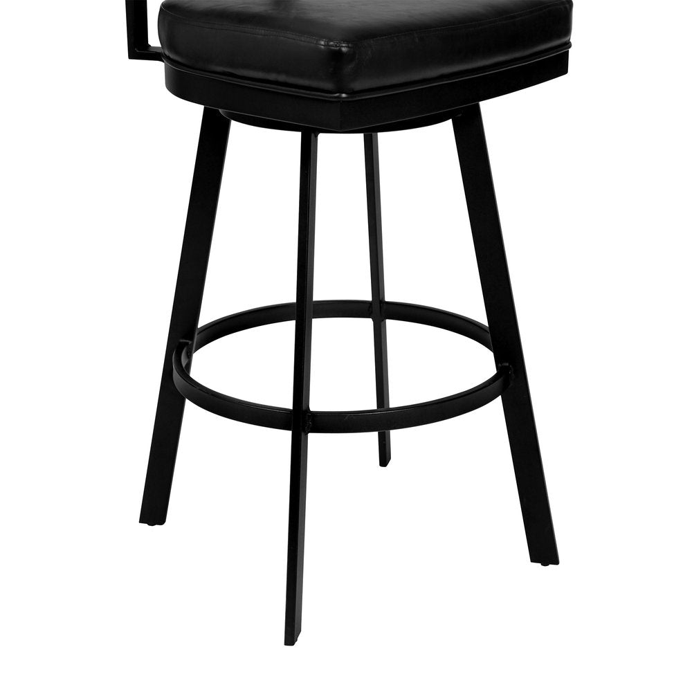26" Black Fabric And Iron Counter Height Bar Chair HomeRoots