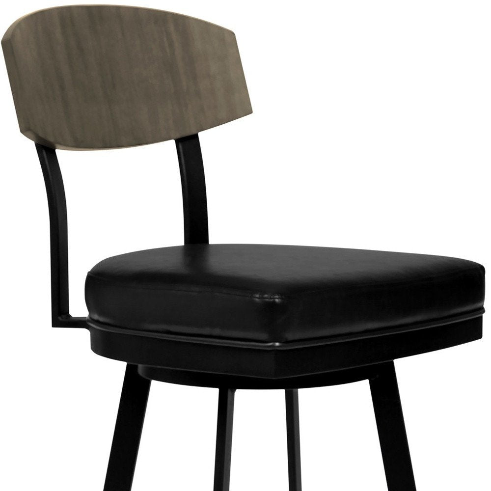 26" Black Fabric And Iron Counter Height Bar Chair HomeRoots