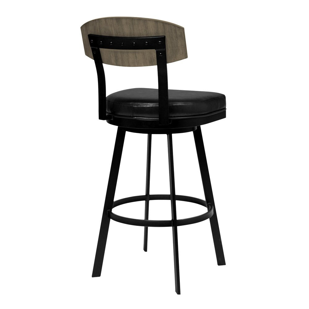 30" Black Fabric And Iron Bar Height Bar Chair HomeRoots
