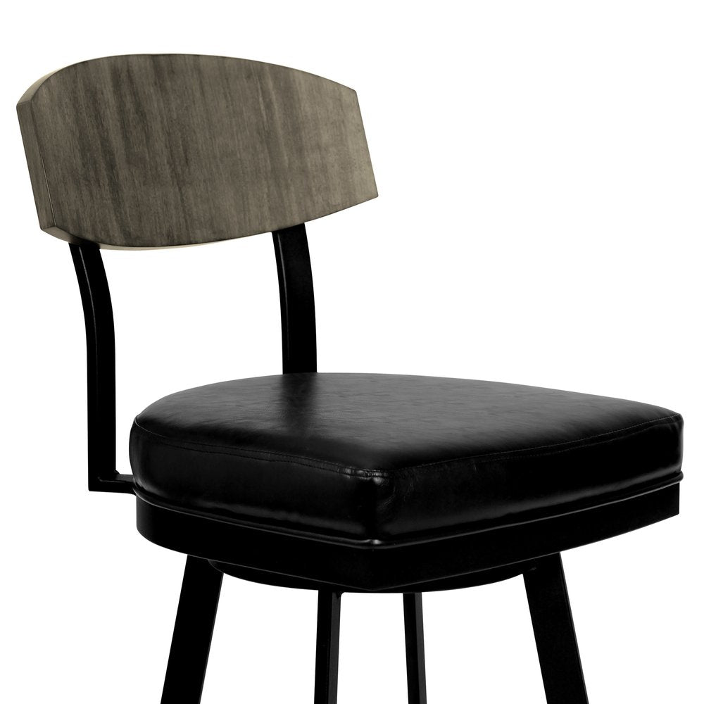 30" Black Fabric And Iron Bar Height Bar Chair HomeRoots