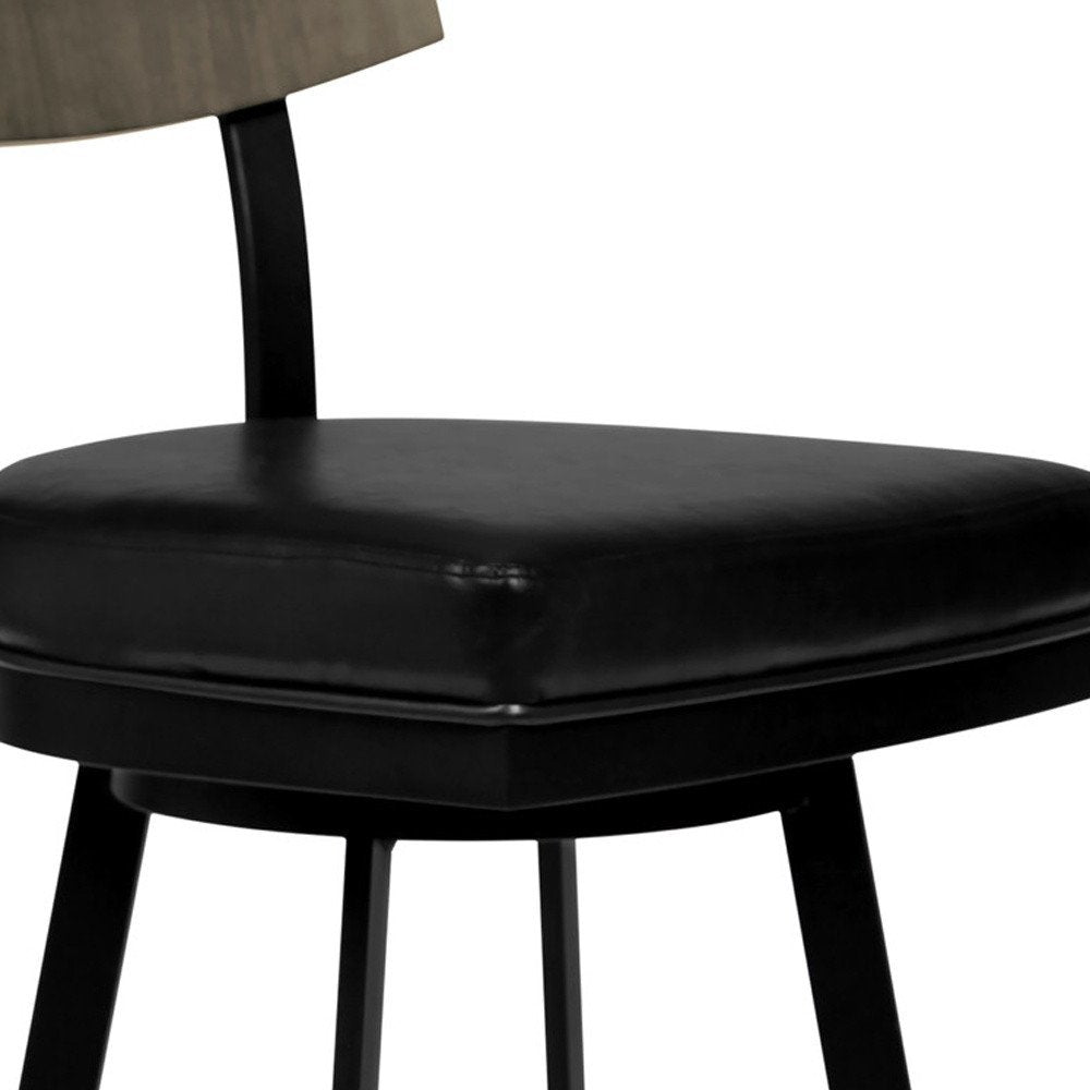 30" Black Fabric And Iron Bar Height Bar Chair HomeRoots