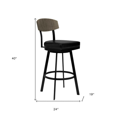 30" Black Fabric And Iron Bar Height Bar Chair HomeRoots