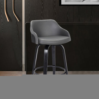 26" Gray And Black Iron Swivel Low Back Counter Height Bar Chair HomeRoots