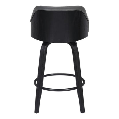 26" Gray And Black Fabric And Iron Low Back Counter Height Swivel Bar Chair HomeRoots