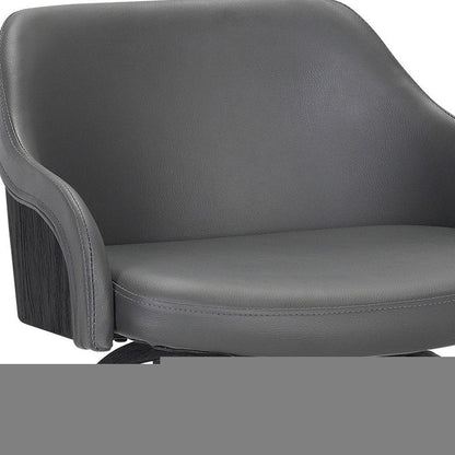 30" Gray And Black Iron Swivel Low Back Bar Height Bar Chair HomeRoots