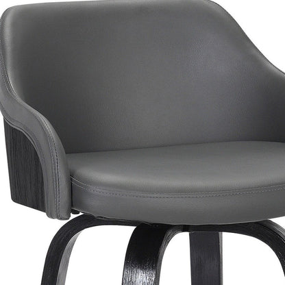 30" Gray And Black Fabric And Iron Low Back Bar Height Swivel Bar Chair HomeRoots