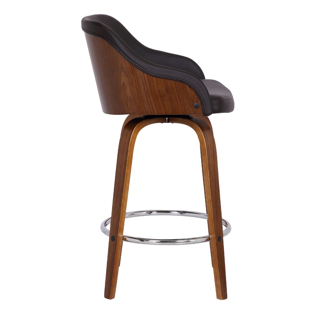 30" Brown Fabric And Iron Low Back Bar Height Swivel Bar Chair HomeRoots