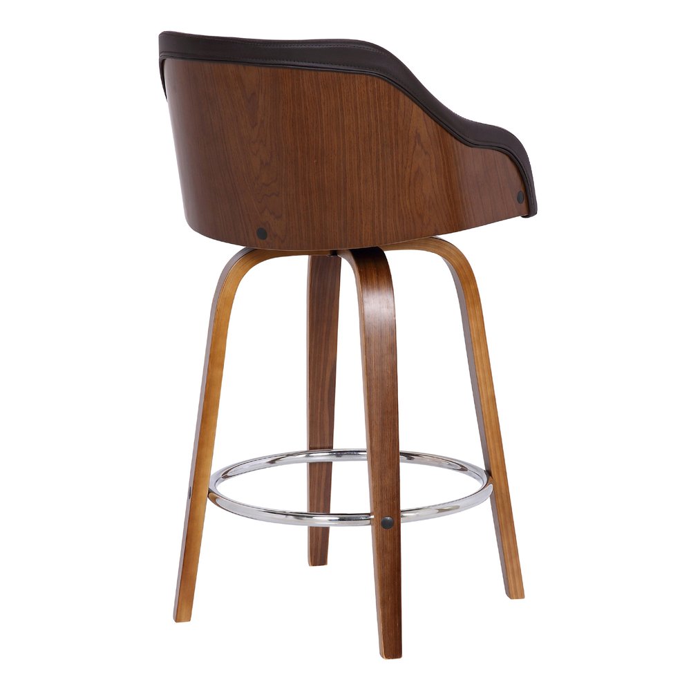 30" Brown Fabric And Iron Low Back Bar Height Swivel Bar Chair HomeRoots