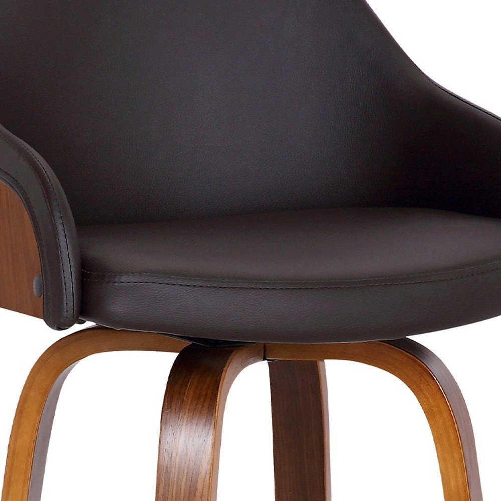 30" Brown Fabric And Iron Low Back Bar Height Swivel Bar Chair HomeRoots