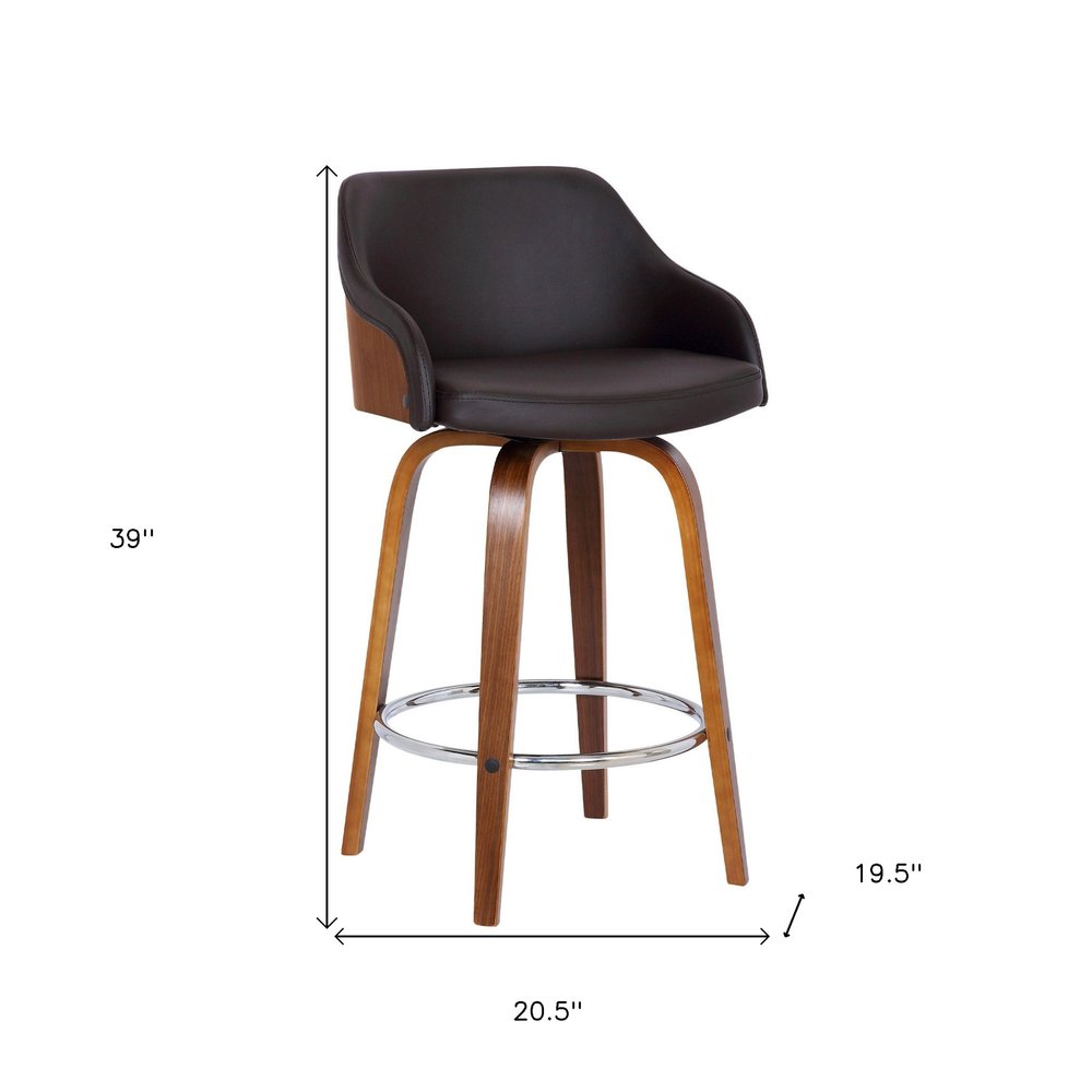 30" Brown Fabric And Iron Low Back Bar Height Swivel Bar Chair HomeRoots