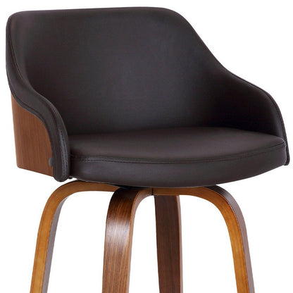 30" Brown Fabric And Iron Low Back Bar Height Swivel Bar Chair HomeRoots