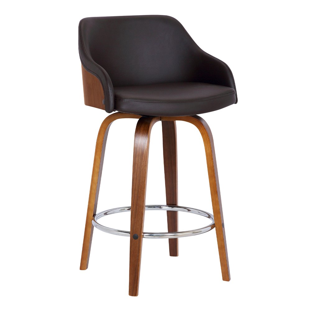 30" Brown Fabric And Iron Low Back Bar Height Swivel Bar Chair HomeRoots