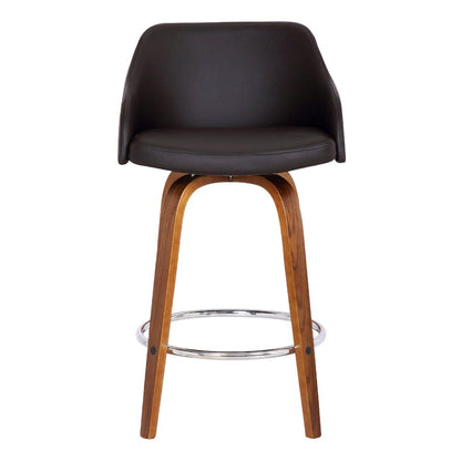 30" Brown Fabric And Iron Low Back Bar Height Swivel Bar Chair HomeRoots