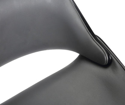 26" Gray And Black Faux Leather And Iron Swivel Low Back Counter Height Bar Chair HomeRoots