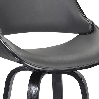 26" Gray And Black Faux Leather And Iron Swivel Low Back Counter Height Bar Chair HomeRoots