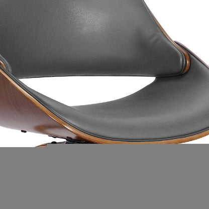 26" Gray And Brown Faux Leather And Iron Swivel Low Back Counter Height Bar Chair HomeRoots