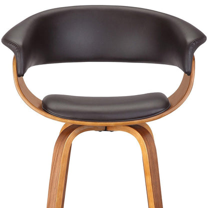 27" Brown Faux Leather And Fabric And Iron Low Back Counter Height Swivel Bar Chair HomeRoots