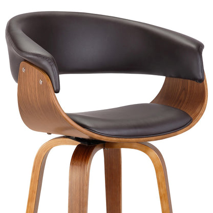 27" Brown Faux Leather And Fabric And Iron Low Back Counter Height Swivel Bar Chair HomeRoots