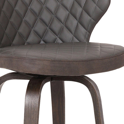26" Brown Faux Leather And Fabric And Iron Low Back Counter Height Swivel Bar Chair HomeRoots