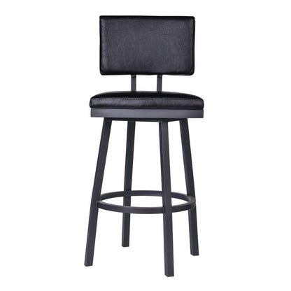 26" Black Fabric And Iron Counter Height Swivel Bar Chair HomeRoots