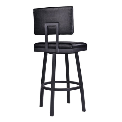 26" Black Fabric And Iron Counter Height Swivel Bar Chair HomeRoots