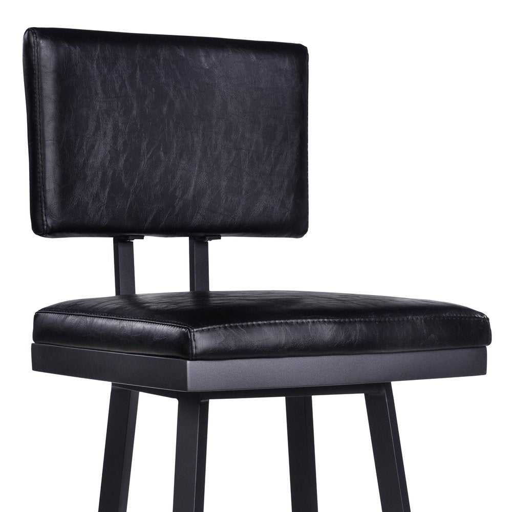 26" Black Fabric And Iron Counter Height Swivel Bar Chair HomeRoots