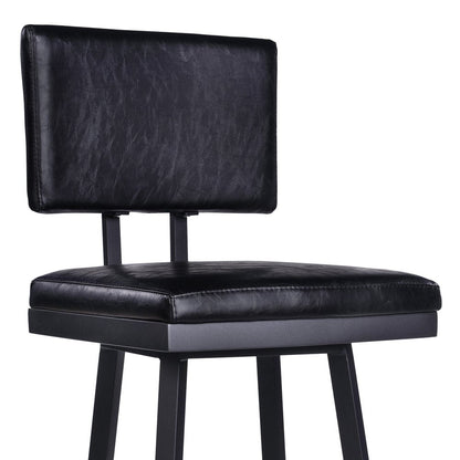26" Black Fabric And Iron Counter Height Swivel Bar Chair HomeRoots