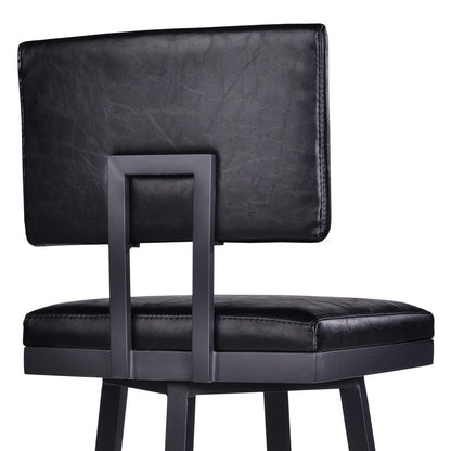 26" Black Fabric And Iron Counter Height Swivel Bar Chair HomeRoots