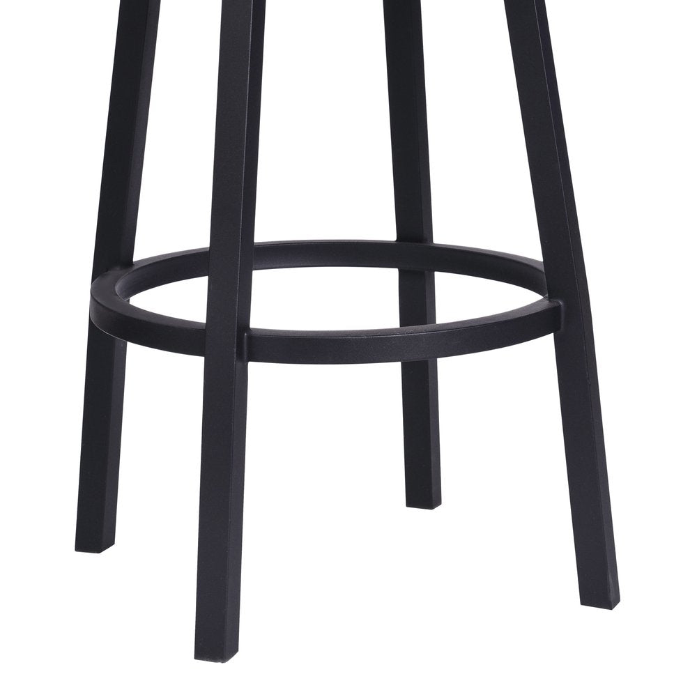 26" Black Fabric And Iron Counter Height Swivel Bar Chair HomeRoots