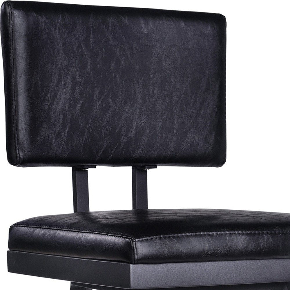 26" Black Fabric And Iron Counter Height Swivel Bar Chair HomeRoots