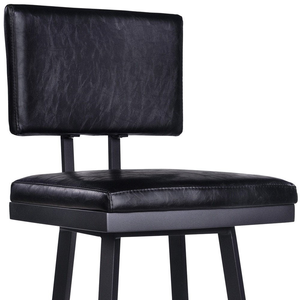 26" Black Fabric And Iron Counter Height Swivel Bar Chair HomeRoots