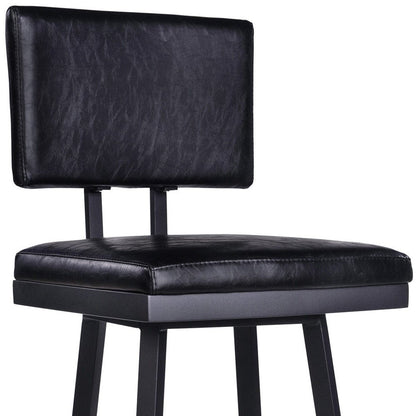 26" Black Fabric And Iron Counter Height Swivel Bar Chair HomeRoots