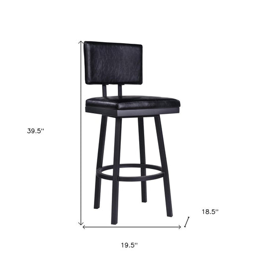 26" Black Fabric And Iron Counter Height Swivel Bar Chair HomeRoots