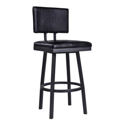 26" Black Fabric And Iron Counter Height Swivel Bar Chair HomeRoots